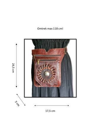 Festival-Heup tasje-Crossbody tasje- Cross over-echt leer-Sun-Bohemian style-Boho style-24cmx17,5cmx5cm-2