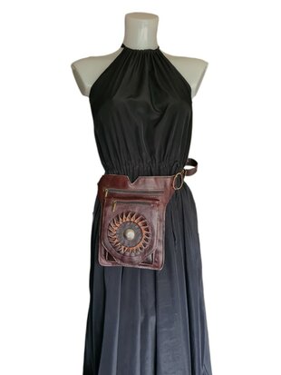 Festival-Heup tasje-Crossbody tasje- Cross over-echt leer-Sun-Bohemian style-Boho style-24cmx17,5cmx5cm-1