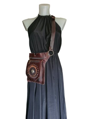 Festival-Heup tasje-Crossbody tasje- Cross over-echt leer-Sun-Bohemian style-Boho style-24cmx17,5cmx5cm-1