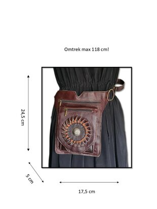 Festival-Heup tasje-Crossbody tasje- Cross over-echt leer-Sun-Bohemian style-Boho style-24cmx17,5cmx5cm-1