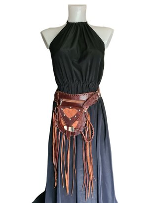 Festival-Heup tasje-Crossbody tasje- Cross over-echt leer-Fringe-Bohemian style-Boho style-22,5cmx15cmx5cm-2