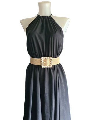 Elastische riem- Stretch-Schelpjes-Geweven-Ibiza style-Bohemian style-Boho style- Licht naturel-90 cm >150cm