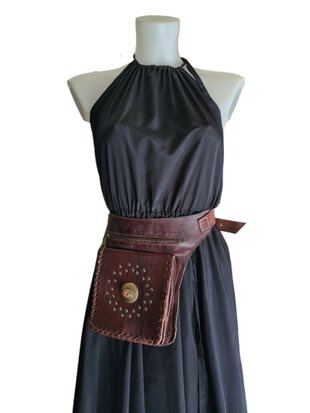 Festival-tasje-Crossbody tasje-Echt leer-Steen-Bohemian style-Boho style-Gypsy style-kleur 1-18cmx23cmx5cm
