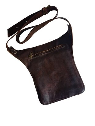 Festival-tasje-Crossbody tasje-Echt leer-Steen-Bohemian style-Boho style-Gypsy style-kleur 1-18cmx23cmx5cm