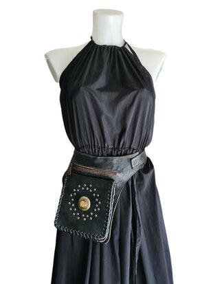 Festival-tasje-Crossbody tasje-Echt leer-Steen-Bohemian style-Boho style-Gypsy style-kleur 3-18cmx23cmx5cm