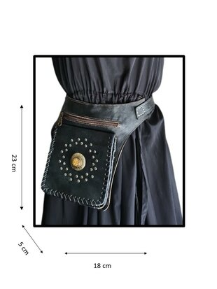Festival-tasje-Crossbody tasje-Echt leer-Steen-Bohemian style-Boho style-Gypsy style-kleur 3-18cmx23cmx5cm