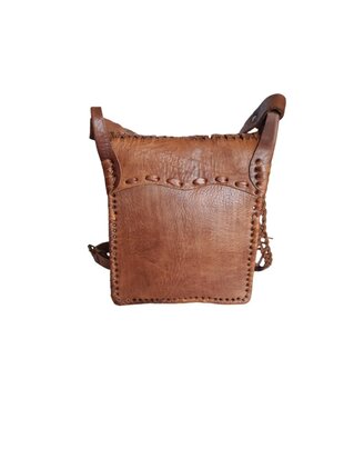 Festival-tasje-Crossbody tasje-Echt leer-Fringe-Bohemian style-Boho style-Gypsy style-Dark Camel-18cmx21cmx5cm