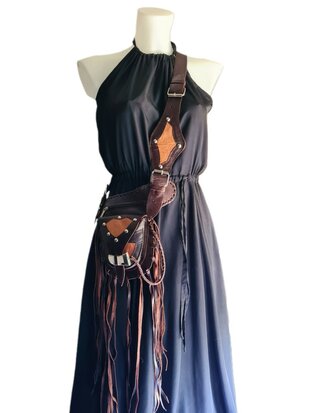 Festival-Heup tasje-Crossbody tasje- Cross over-echt leer-Fringe-Bohemian style-Boho style-22,5cmx15cmx5cm-3