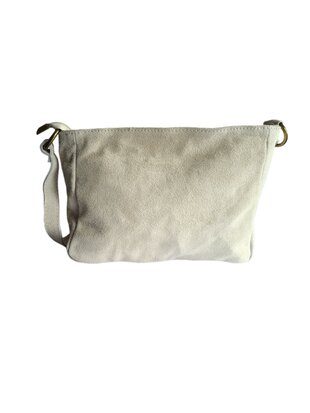 Made in Italy-Schouder tas-Crossbody- Tas-Suède-Leer-Voorvak-Gesp-Beige-27cmx17cmx6cm
