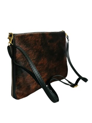 Cow bag-Tas-Schouder-crossbody- Clutch-Echt leer-Soepel leer-Cow-19cmx30cmx1cm-Zwart