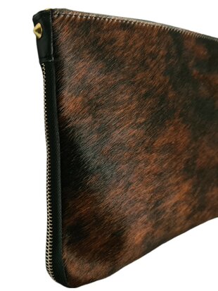 Cow bag-Tas-Schouder-crossbody- Clutch-Echt leer-Soepel leer-Cow-19cmx30cmx1cm-Zwart