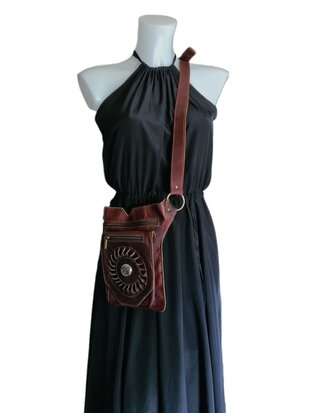 Festival-Heup tasje-Crossbody tasje- Cross over-echt leer-Sun-Bohemian style-Boho style-24cmx17,5cmx5cm-4