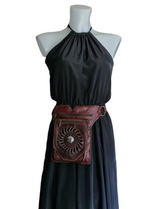 Festival-Heup tasje-Crossbody tasje- Cross over-echt leer-Sun-Bohemian style-Boho style-24cmx17,5cmx5cm-4