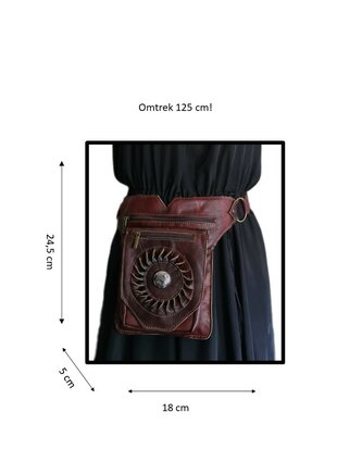 Festival-Heup tasje-Crossbody tasje- Cross over-echt leer-Sun-Bohemian style-Boho style-24cmx17,5cmx5cm-4