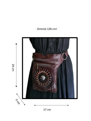 Festival-Heup tasje-Crossbody tasje- Cross over-echt leer-Sun-Bohemian style-Boho style-24cmx17,5cmx5cm-5