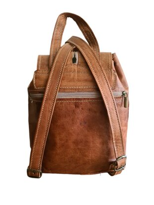 Festival Rugzak- Rugzak-Echt leer-Sun-Bohemian style-Boho style-Gypsy style-Camel-28cmx24cmx10cm