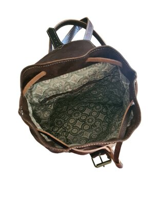 Festival Rugzak- Rugzak-Echt leer-Sun-Bohemian style-Boho style-Gypsy style-Donkerbruin-29cmx26cmx10cm