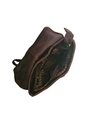 Ven Tomy-Schoudertas-crossbody-Hoogwaardig leer-Gewassen leer- Soepel leer-Vintage-Bruin-19cmx19cmx7cm