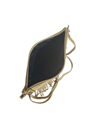 Made in Italy-Crossbody-Schouder tas-Suède-Leer-Fringe-Franje-Beige-28cmx19cmx3cm