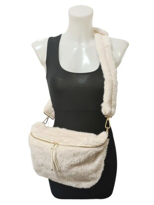 Crossbody-Fannypack-Buideltas-Zacht-Fluffy-Creme-34cmx23cmx4cm
