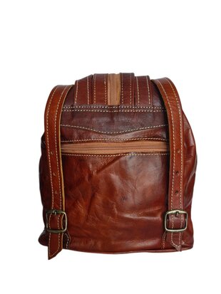 Festival Rugzak- Rugzak-Echt leer-Sun-Bohemian style-Boho style-Gypsy style-Bruin-29,5cmx25cmx10cm