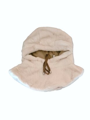 Capuchon sjaal- Col sjaal-Bivak muts-In style-Muts&col-Soft teddy-Soft touch-Gevoerd-Superzacht-Warm-One size-Creme