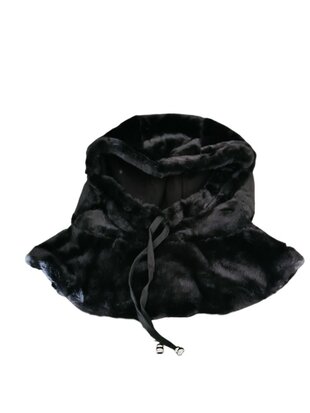 Capuchon sjaal- Col sjaal-Bivak muts-In style-Muts&col-Soft teddy-Soft touch-Gevoerd-Superzacht-Warm-One size-Zwart