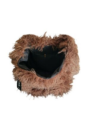 Hello J-Furry-Bag-Oversized-Schoudertas-Shopper-Imitatiebont-Fluffy-Soft-Musthave-40cmx46cmx10cm-Koffie