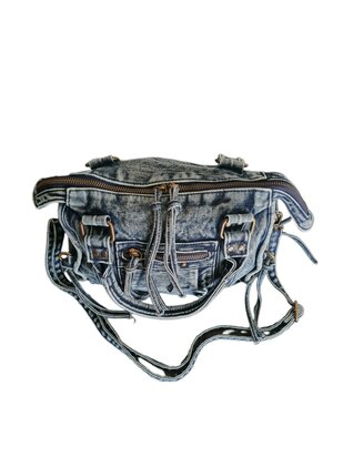 Jeans bowling bag-handtas-schoudertas-crossbody-Urban style-Vintage look-Trendy-30,5cmx25cmx9cm-Denim blauw