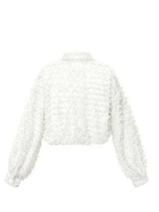 Blouse-Top-Dames-Kort-Elegant-Wit-Maat L