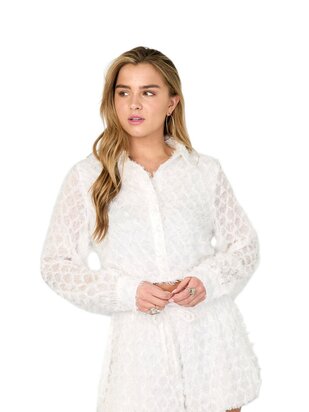 Blouse-Top-Dames-Kort-Elegant-Wit-Maat L