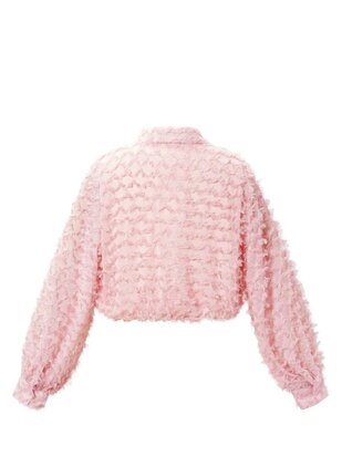 Blouse-Top-Dames-Kort-Elegant-Roze-Maat L