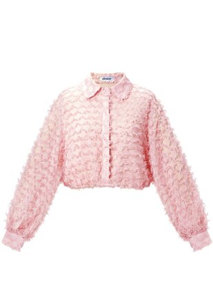 Blouse-Top-Dames-Kort-Elegant-Roze-Maat L