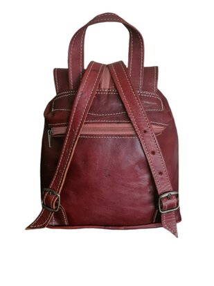 Festival Rugzak- Rugzak-Echt leer-Sun-Bohemian style-Boho style-Gypsy style-kleur 2-26cmx23cmx11cm