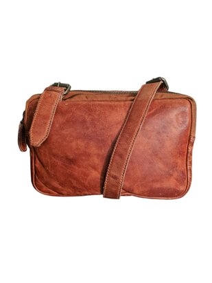 Ven Tomy-Ven Tomy-Schoudertas-crossbody-Hoogwaardig leer-Gewassen leer- Soepel leer-Vintage-Naturel bruin-25cmx16cmx13cm
