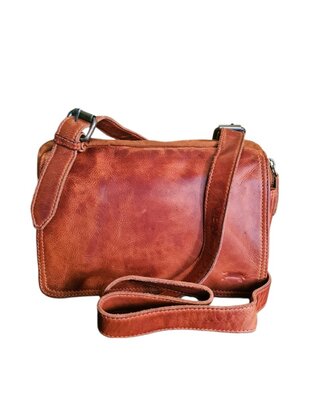 Ven Tomy-Ven Tomy-Schoudertas-crossbody-Hoogwaardig leer-Gewassen leer- Soepel leer-Vintage-Naturel bruin-25cmx16cmx13cm