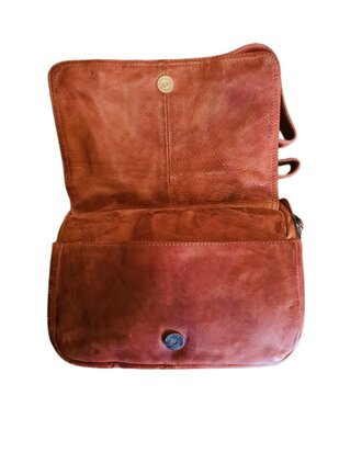 Ven Tomy-Ven Tomy-Schoudertas-crossbody-Hoogwaardig leer-Gewassen leer- Soepel leer-Vintage-Naturel bruin-25cmx16cmx13cm