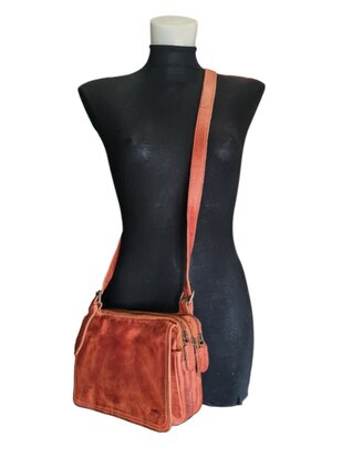 Ven Tomy-Ven Tomy-Schoudertas-crossbody-Hoogwaardig leer-Gewassen leer- Soepel leer-Vintage-Naturel bruin-25cmx16cmx13cm