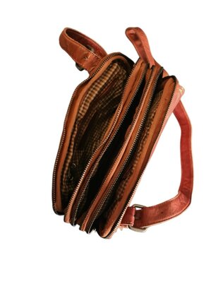 Ven Tomy-Ven Tomy-Schoudertas-crossbody-Hoogwaardig leer-Gewassen leer- Soepel leer-Vintage-Naturel bruin-25cmx16cmx13cm