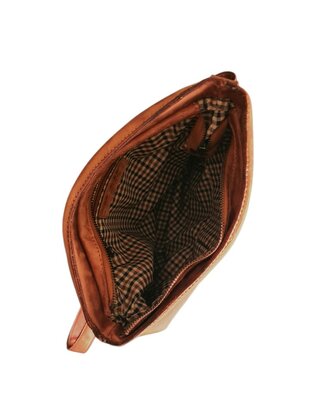 Ven Tomy-Schoudertas-crossbody-Gevlochten-Hoogwaardig leer-Gewassen leer- Soepel leer-Vintage-Natuurlijk bruin-28cmx28cmx8cm