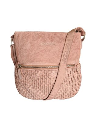 Ven Tomy-Schoudertas-crossbody-Gevlochten-Hoogwaardig leer-Gewassen leer- Soepel leer-Vintage-Dusty Pink-28cmx28cmx8cm