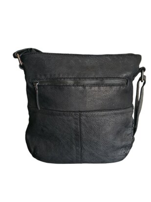 Ven Tomy-Schoudertas-crossbody-Gevlochten-Hoogwaardig leer-Gewassen leer- Soepel leer-Vintage-Zwart-28cmx28cmx8cm