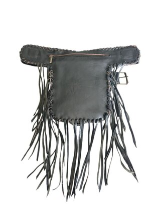 Festival-Heup tasje-echt leer-Handmade-Fringe-Bohemian style-Boho style-25cmx18cmx5cm-kleur 1