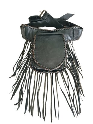 Festival-Heup tasje-echt leer-Handmade-Fringe-Bohemian style-Boho style-25cmx18cmx5cm-kleur 1