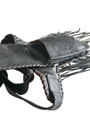 Festival-Heup tasje-echt leer-Handmade-Fringe-Bohemian style-Boho style-25cmx18cmx5cm-kleur 1