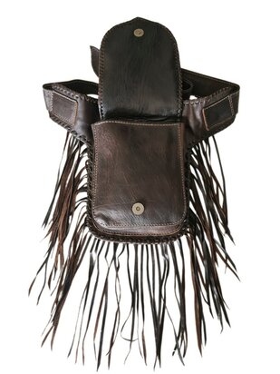 Festival-Heup tasje-echt leer-Handmade-Fringe-Bohemian style-Boho style-25cmx18cmx5cm-kleur 2