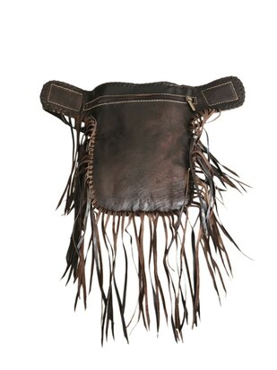 Festival-Heup tasje-echt leer-Handmade-Fringe-Bohemian style-Boho style-25cmx18cmx5cm-kleur 2