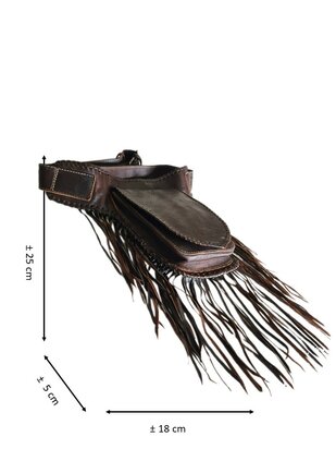 Festival-Heup tasje-echt leer-Handmade-Fringe-Bohemian style-Boho style-25cmx18cmx5cm-kleur 2