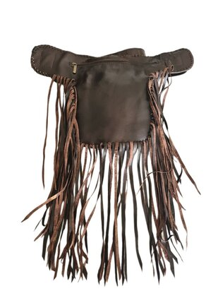 Festival-Heup tasje-echt leer-Handmade-Fringe-Bohemian style-Boho style-25cmx18cmx5cm-kleur 3