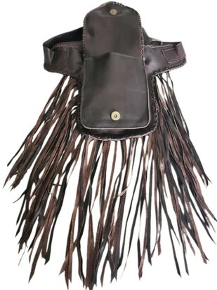 Festival-Heup tasje-echt leer-Handmade-Fringe-Bohemian style-Boho style-25cmx18cmx5cm-kleur 3